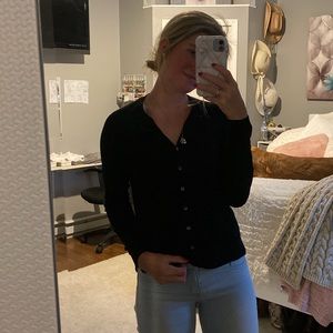 Black cardigan or button up shirt